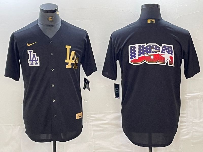 Men Los Angeles Dodgers Blank Black gold 4 th generation Nike 2024 MLB Jersey style 11